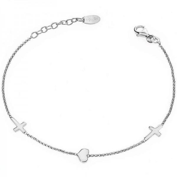 Image of the Amen Silver Bracelet with heart and crosses for ladies BRCHB