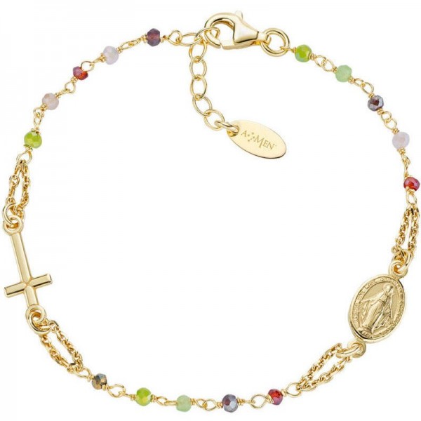 Amen Rosenkranz Armband aus Silber mit Kristallen für Damen BRO10GARVE3 Bild des Amen Rosenkranz Armband aus Silber mit Kristallen für Damen BRO10GARVE3