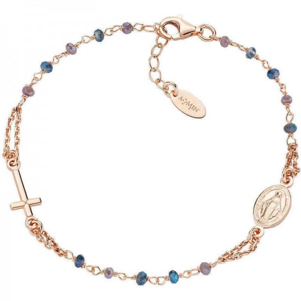 Amen Rosenkranz Armband aus Silber mit Kristallen für Damen BRO10RBLTO3 Bild des Amen Rosenkranz Armband aus Silber mit Kristallen für Damen BRO10RBLTO3