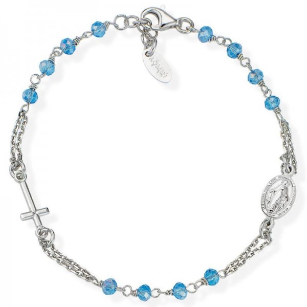 Amen Rosenkranz Armband aus Silber mit Kristallen BROBC3 Bild des Amen Rosenkranz Armband aus Silber mit Kristallen BROBC3