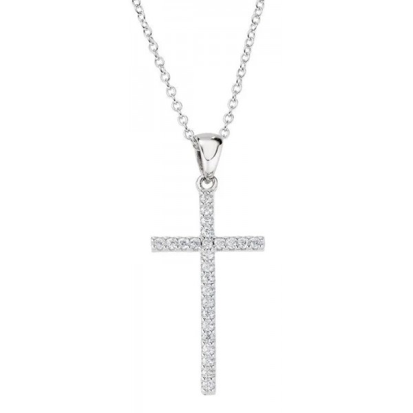 Amen Silver Cross Necklace with zircons for ladies CLCRDOBBNZ Image of the Amen Silver Cross Necklace with zircons for ladies CLCRDOBBNZ