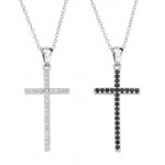 Amen Silver Cross Necklace with zircons for ladies CLCRDOBBNZ Image of the Amen Silver Cross Necklace with zircons for ladies CLCRDOBBNZ