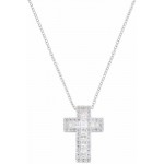 Image of the Amen Silver Cross Necklace with zircons for women CLCRREBBBZ1
