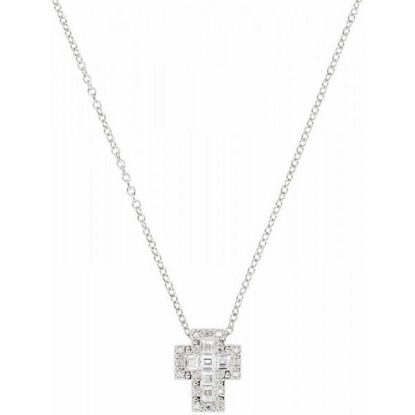 Image of the Amen Silver Cross Necklace with zircons for women CLCRREBBBZ3