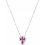 Image of the Amen Silver Cross Necklace with zircons for women CLCRREBBRZ3