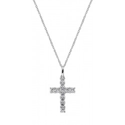 Amen Silver Cross Necklace with zircons for women CRBB01