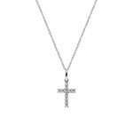 Buy Amen Silver Cross Necklace with zircons for ladies CRBB03