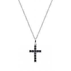 Amen Silver Cross Necklace with zircons for women CRBN02