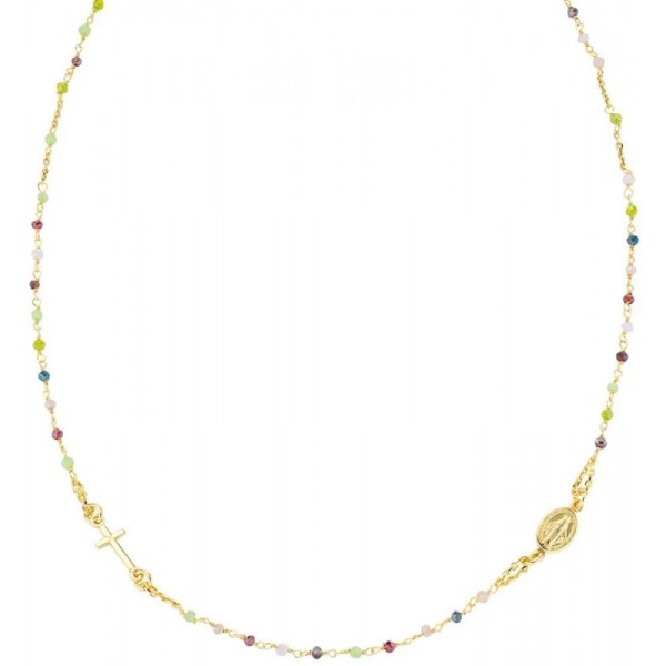 Image of the Amen Silver Rosary Necklace with crystals for ladies CRO10GARVE3