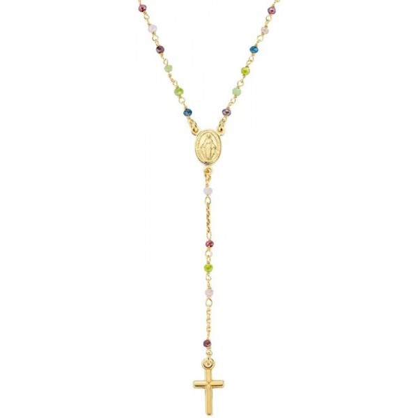 Amen Rosenkranz Kette aus Silber mit Kristallen für Damen CRO10GARVE4 Bild der Amen Rosenkranz Kette aus Silber mit Kristallen für Damen CRO10GARVE4