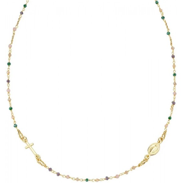 Image of the Amen Silver Rosary Necklace with crystals for ladies CRO10GTOVE3