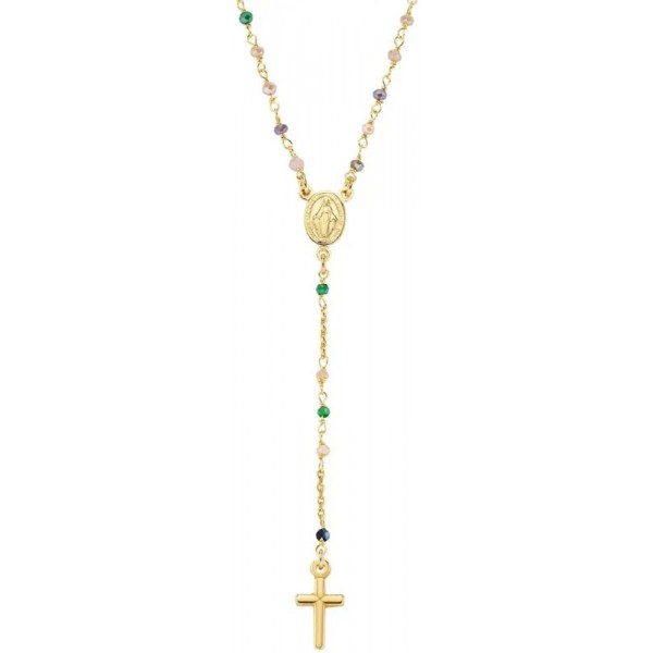 Image of the Amen Silver Rosary Necklace with crystals for ladies CRO10GTOVE4