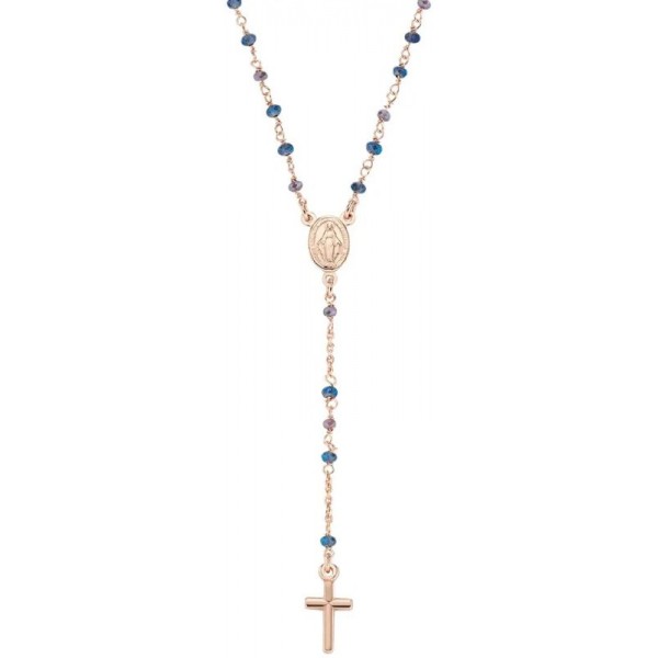 Image of the Amen Silver Rosary Necklace with crystals for ladies CRO10RBLTO4