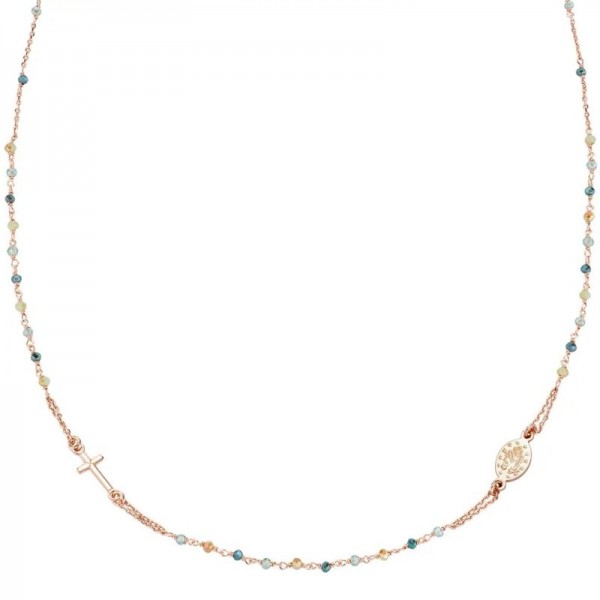 Amen Silver Rosary Necklace with crystals for ladies CRO10RVVV3 Image of the Amen Silver Rosary Necklace with crystals for ladies CRO10RVVV3