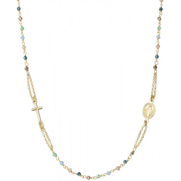Amen Silver Rosary Necklace with crystals for ladies CRO25GMUV3 Image of the Amen Silver Rosary Necklace with crystals for ladies CRO25GMUV3