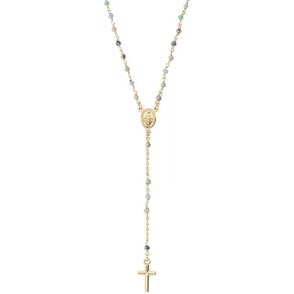 Amen Silver Rosary Necklace with crystals for ladies CRO25GMUV4 Image of the Amen Silver Rosary Necklace with crystals for ladies CRO25GMUV4