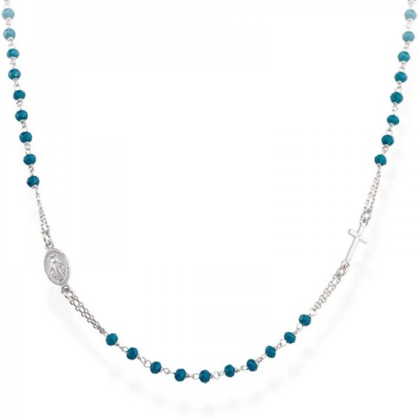 Imagen del Collar Rosario Amen en plata con cristales CROBBL3