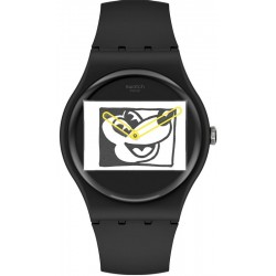 Swatch Mickey Mouse Watch Mickey Blanc Sur Noir SUOZ337